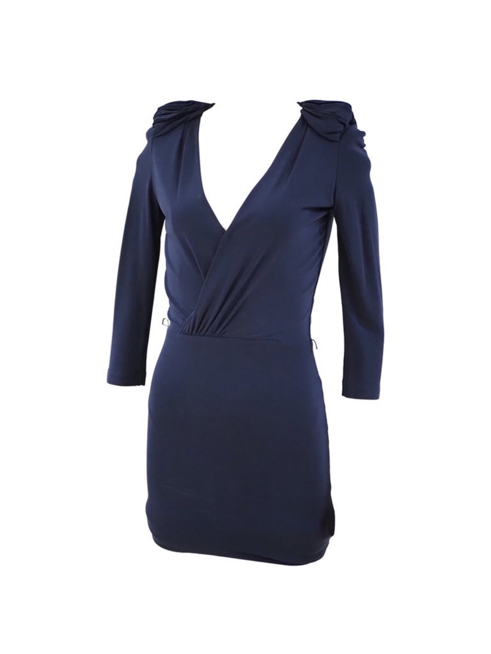 DSQUARED Navy Deep V-Neck Long-Sleeve Wrap Dress